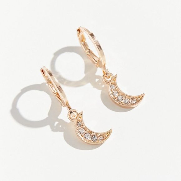 Moon with Diamond Drop Earrings - Picture 6 of 8